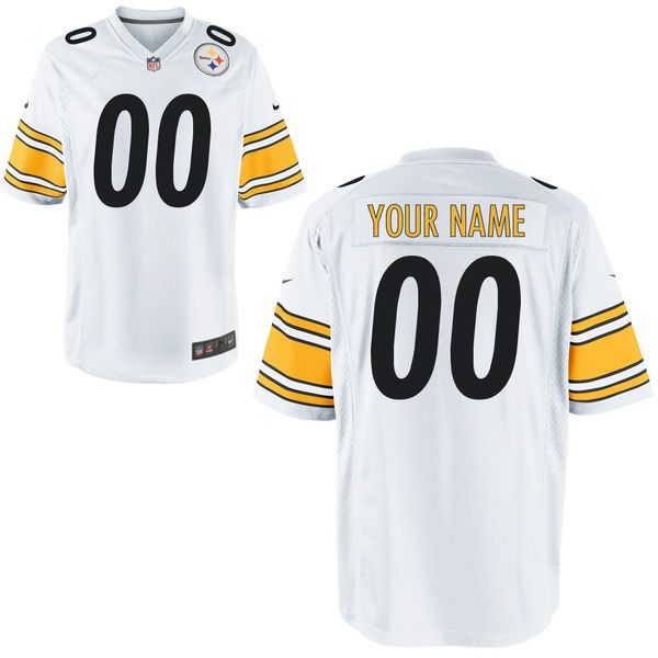 Youth Pittsburgh Steelers Custom White Game NFL Jersey->customized nfl jersey->Custom Jersey